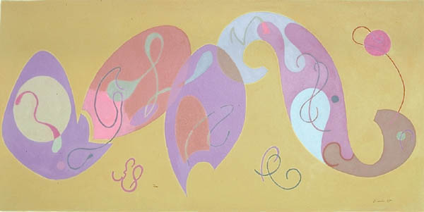 25-19791100 0090 Cumbersome Forms in yellow 10x20 in acrylic on paper